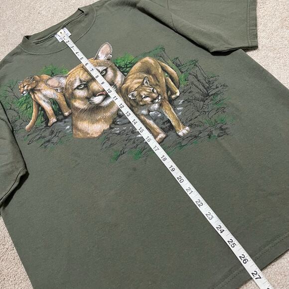 Mountain Lion Forest Green Nature Animals Graphic Shirt XL - Picture 5 of 6